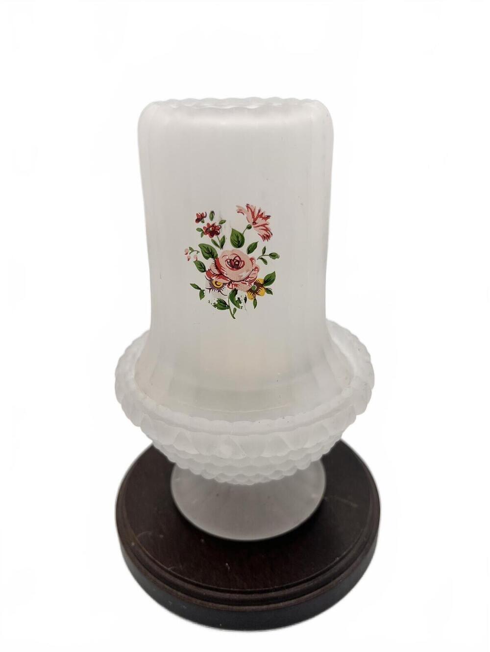 Vintage Frosted Glass Fairy Lamp Floral Hobnail Candle Light Cottagecore - Picture 2 of 4